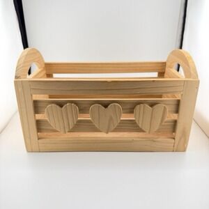 Wooden Container With Hearts Vintage